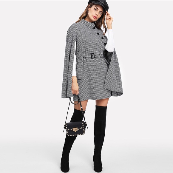 Vintage plaid wool cape jacket - Picture 2 of 5